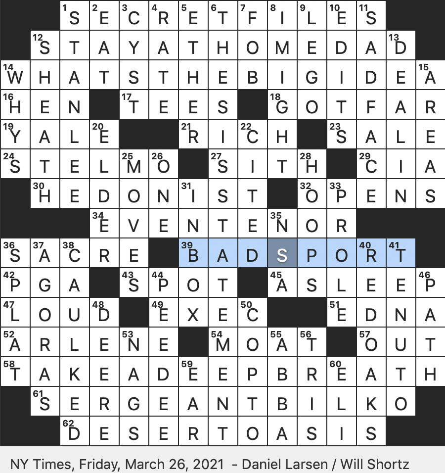 Rex Parker Does The NYT Crossword Puzzle Animator Klasky Who Co created Rugrats FRI 3 26 21 Phil Silvers Character Of 1950s TV Amazon Comedy Drama Set In A New Jersey Country