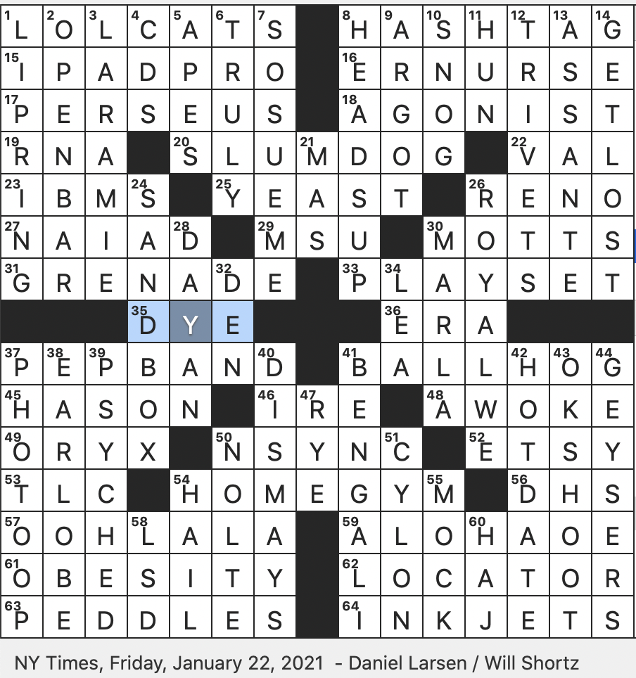 Rex Parker Does The NYT Crossword Puzzle Beheader Of Medusa In Greek Myth FRI 1 22 21 Murphy s Co star In 1982 s 48 Hours Army Villainous Force In Disney s Mulan