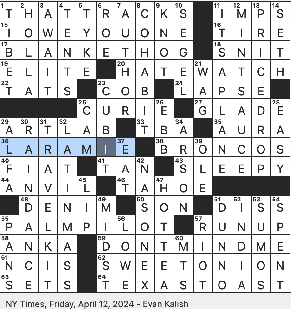 Rex Parker Does The NYT Crossword Puzzle Block With A Horn FRI 4 12 24 Give A Greeting In Slang Bit Of Detritus From A Thanksgiving Meal Device That Converts