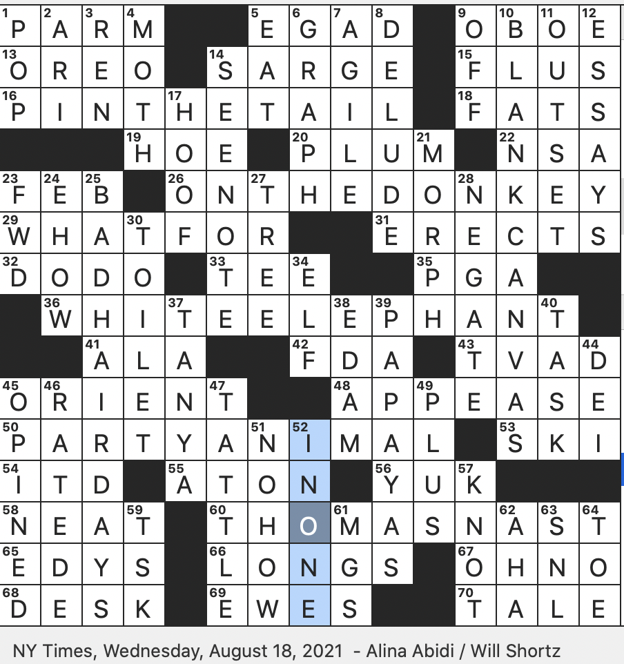 Rex Parker Does The NYT Crossword Puzzle Cartoonist Suggested By This Puzzle s Theme WED 8 18 21 Instrument Played By Indie Rock s Sufjan Stevens Cheese Used In Babybels Repeated String