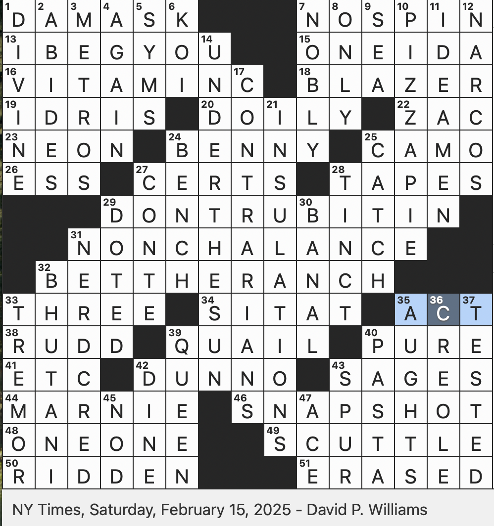 Rex Parker Does The NYT Crossword Puzzle Comestible Mentioned In That s Amore SAT 2 15 25 Thimphu Native Var Big Name In Flatware Weaving Technique Named After A City In