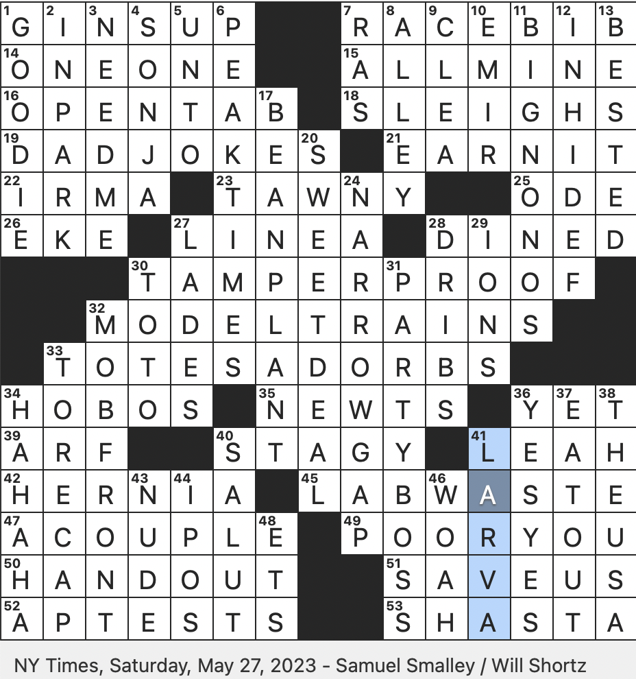 Rex Parker Does The NYT Crossword Puzzle Diner Owner In Garfield SAT 5 27 23 Squee inducing Sarcastic Response To A First world problem Complaint Approval Often Uttered Impatiently Very Clear Say