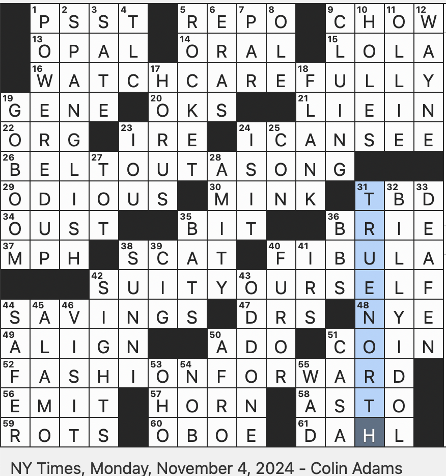 Rex Parker Does The NYT Crossword Puzzle Egyptian God With The Head Of A Falcon MON 11 4 24 Noggin In Slang D nde Est La Library For Example Make A
