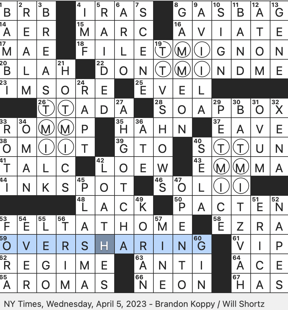 Rex Parker Does The NYT Crossword Puzzle Faline s Sweetheart In A Disney Classic WED 4 5 23 Bygone West Coast Conference Name Texter s Hold That Thought Component Of Some Sci fi