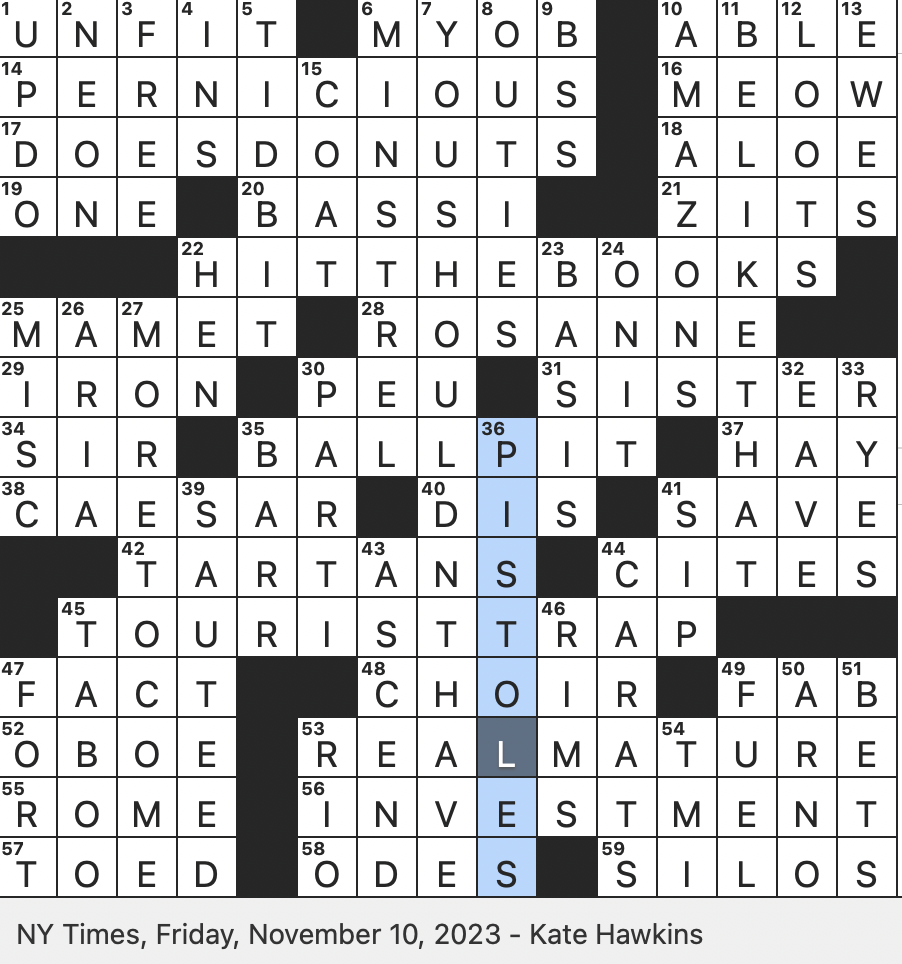Rex Parker Does The NYT Crossword Puzzle Hautbois En Anglais FRI 11 10 23 Butt Out In Brief One Who s Been Tapped On The Shoulder Renaissance Faire Performer Such As A Lutenist Or Juggler Perhaps