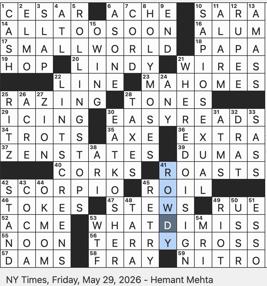 Rex Parker Does The NYT Crossword Puzzle May 2026