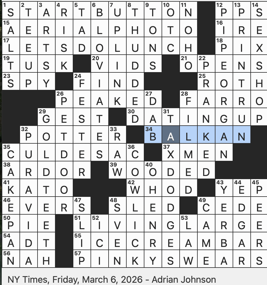 Rex Parker Does The NYT Crossword Puzzle Montenegrin E g FRI 3 6 26 Grain That Once Fed The Roman Army Satellite Transmission Path Longtime Soccer Manager G ran Eriksson Shelters