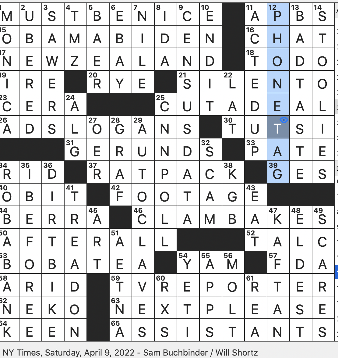 Rex Parker Does The NYT Crossword Puzzle Poor Cell Connection SAT 4 9 22 Devices Used To Sterilize Medical Equipment Garment Of The Middle East Chinese Food Also Called Nagaimo 
