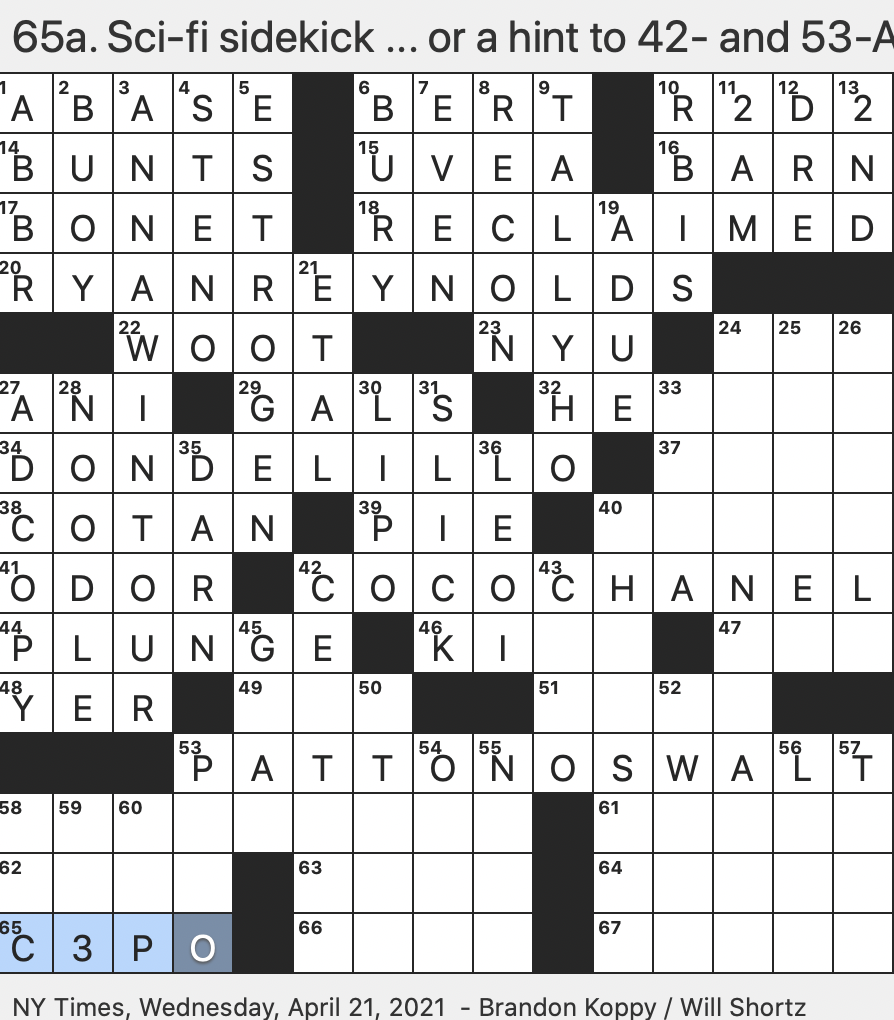 Rex Parker Does The NYT Crossword Puzzle Rapper Who s Half Of Run The Jewels WED 4 21 21 Goddess And Ruler Of Witches In Macbeth T ang Dynasty Poet Likely Inspiration