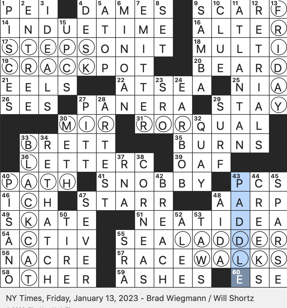 Rex Parker Does The NYT Crossword Puzzle Streamlined Type Of Baleen Whale FRI 1 13 23 Onetime N B A Star Metta Sandiford Leonardo Fibonacci Alias Jake s Love Interest In The