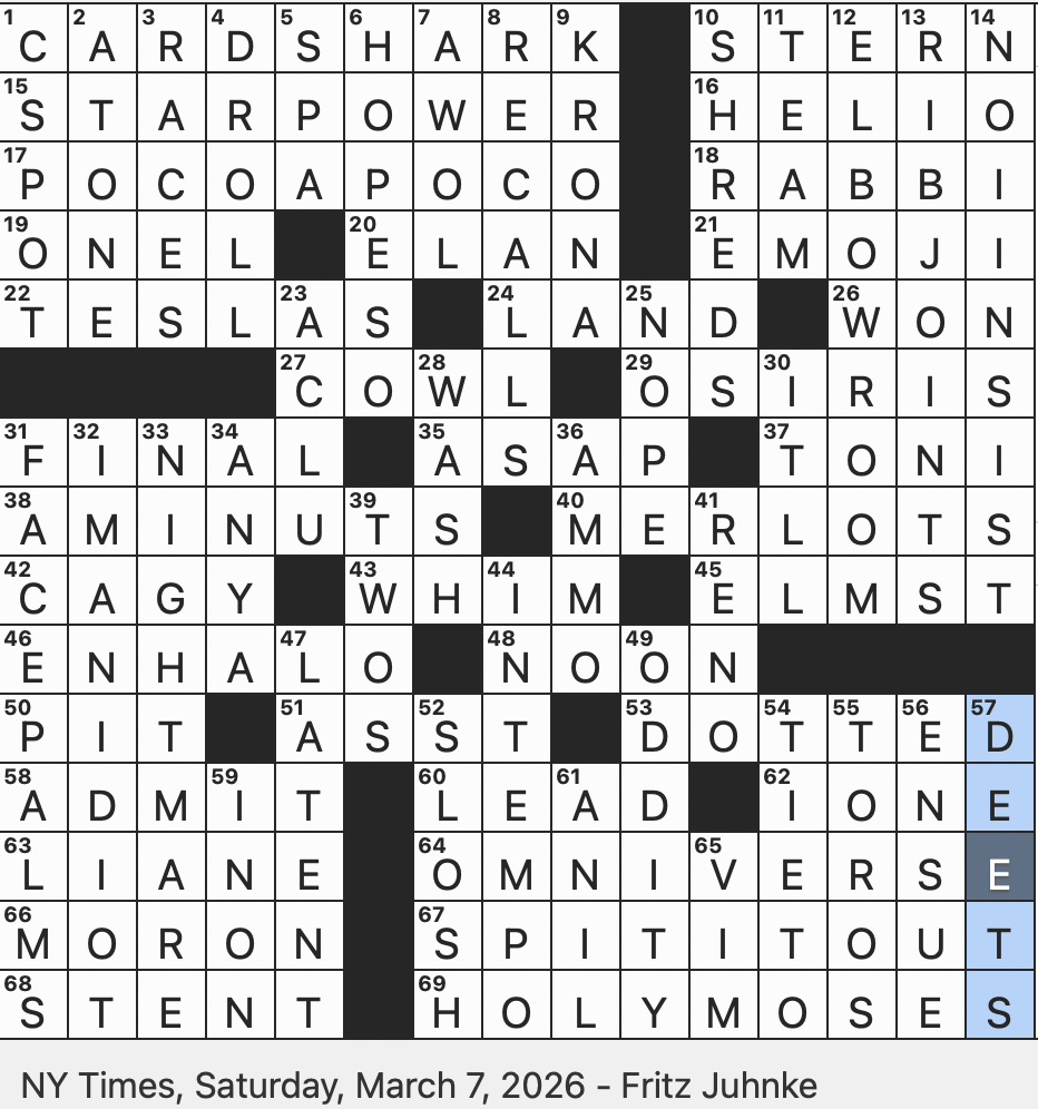 Rex Parker Does The NYT Crossword Puzzle Throws Spray In Surfer Lingo SAT 3 7 26 Dry Streambed Makeup Of A Plot You Might Dance On One Like The