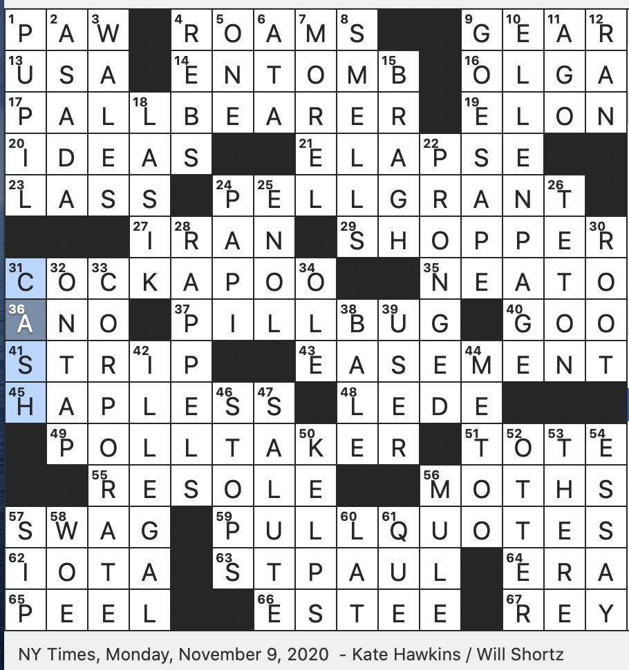 Rex Parker Does The NYT Crossword Puzzle Tokarczuk 2018 Literature Nobelist MON 11 9 20 Unstable Chemical Compound Trending Hashtag Beginning In 2017 Lures For Magazine Readers