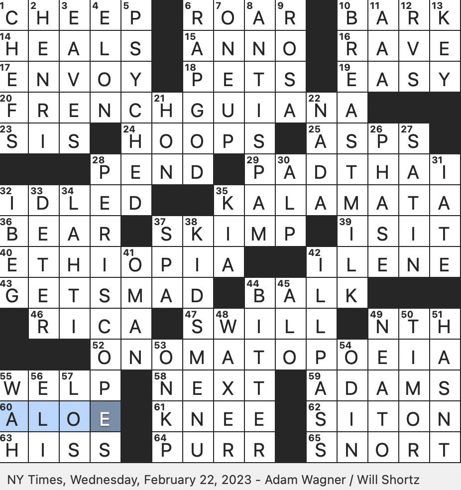 Rex Parker Does The NYT Crossword Puzzle TV Producer Chaiken WED 2 22 23 Southeast Asian Noodle Dish Invented In A Nationalist Recipe Contest Region In South America That s Technically Part