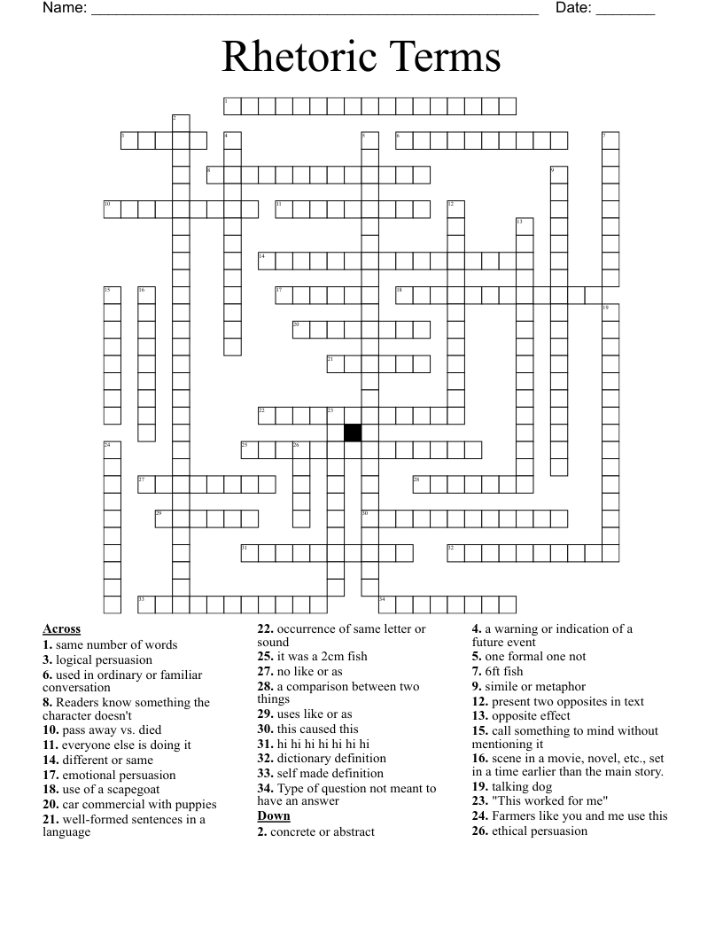 Rhetoric Terms Crossword WordMint