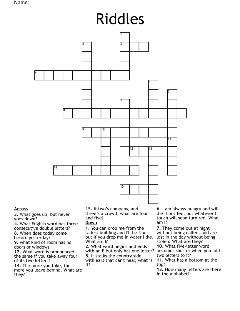 Riddles Crossword WordMint