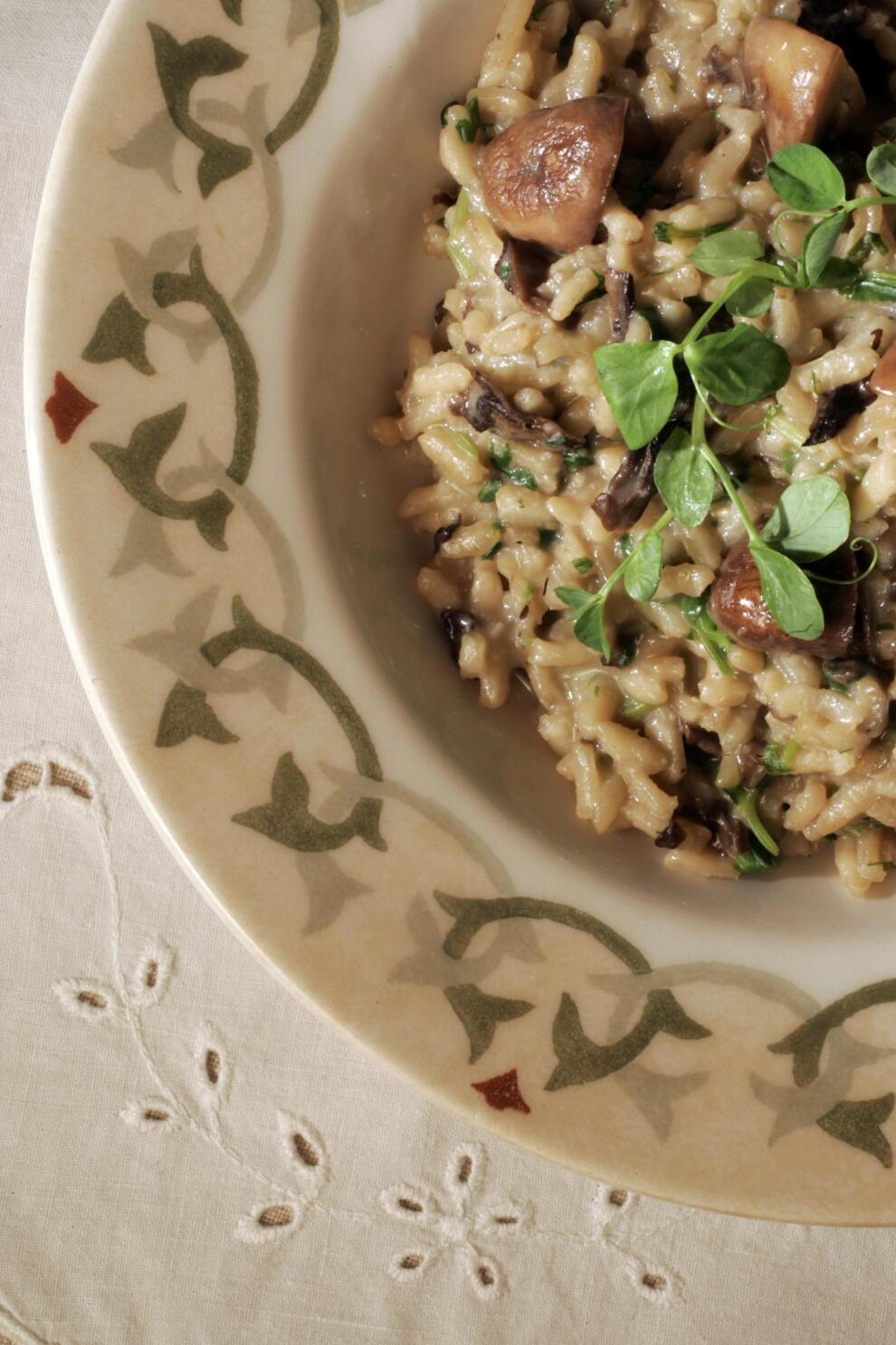 Risotto With Mushrooms And Pea Sprouts Recipe Los Angeles Times