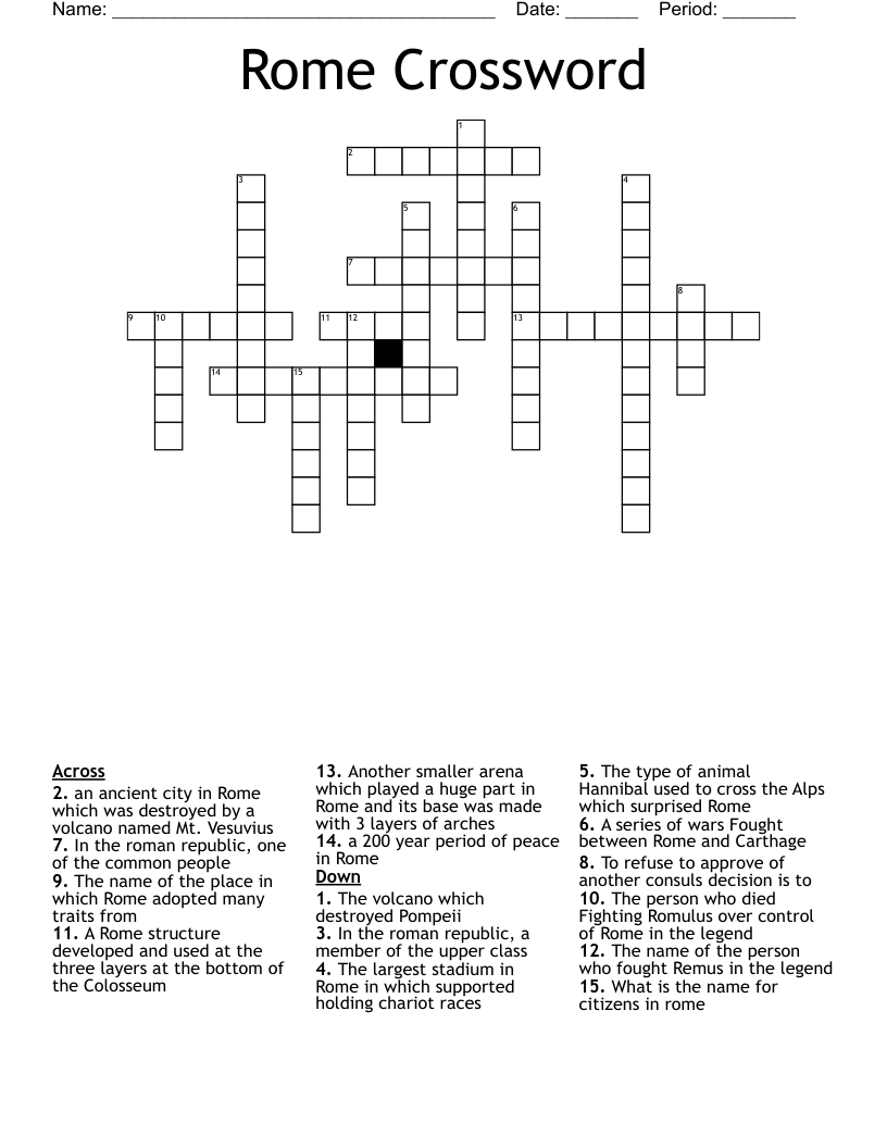 Rome Crossword WordMint