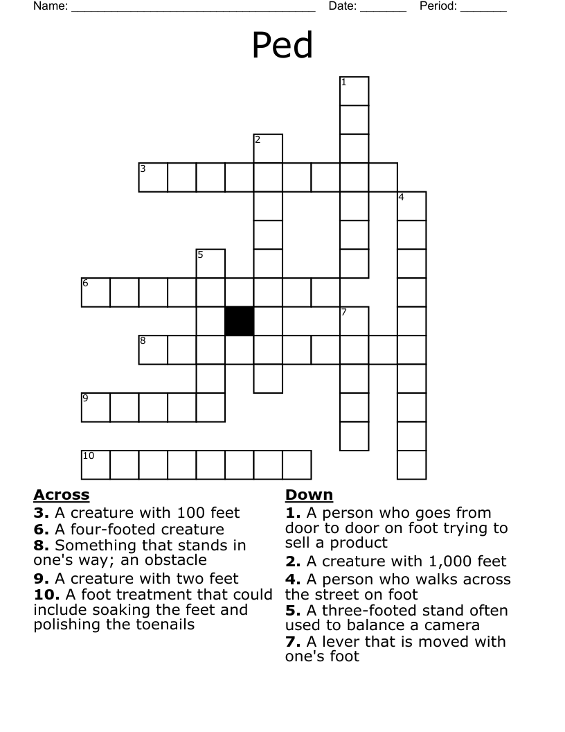 Root Words Ped Crossword WordMint