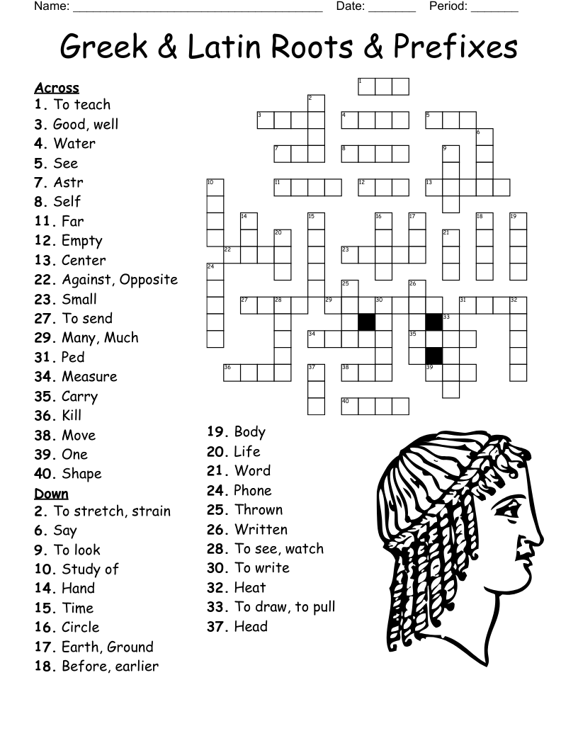 ROOTS AND PREFIXES Crossword WordMint
