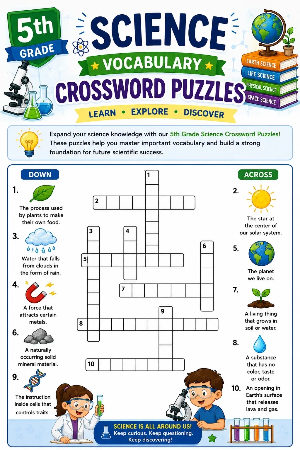 Rudolph Academy Free Printable Worksheets Vocabulary Games 5th Grade Science Crossword Puzzles