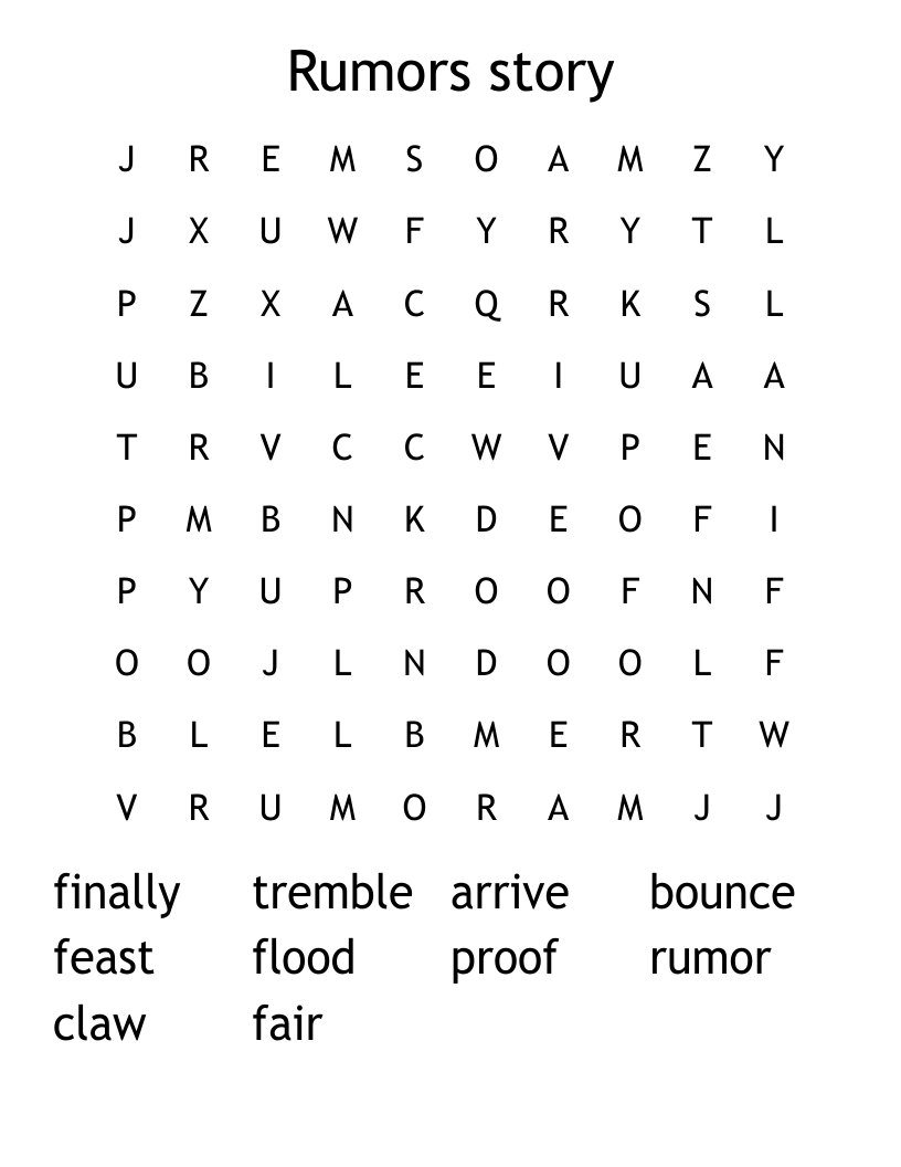 Rumors Story Word Search WordMint