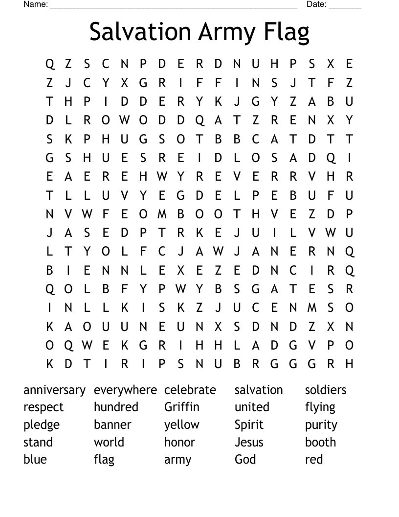 Salvation Army Flag Word Search WordMint Salvation Army Flag Word Search WordMint
