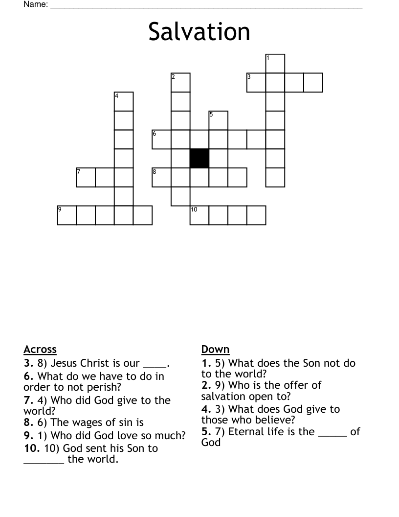 Salvation Crossword WordMint