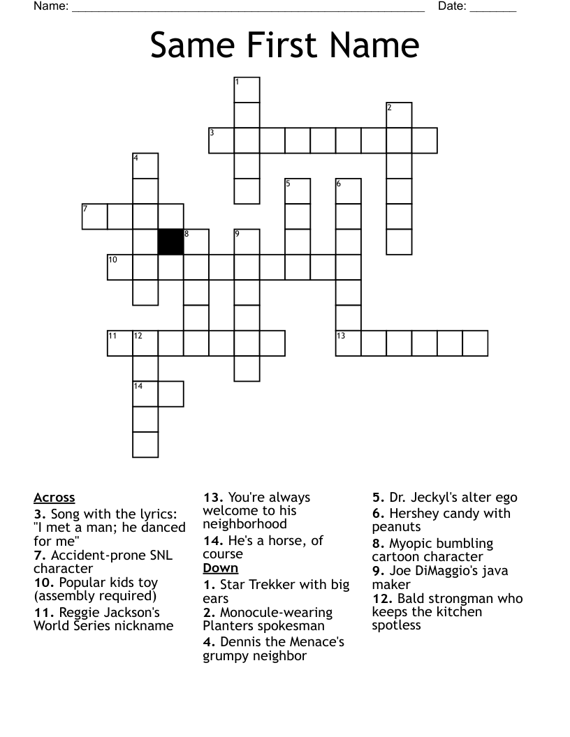Same First Name Crossword WordMint