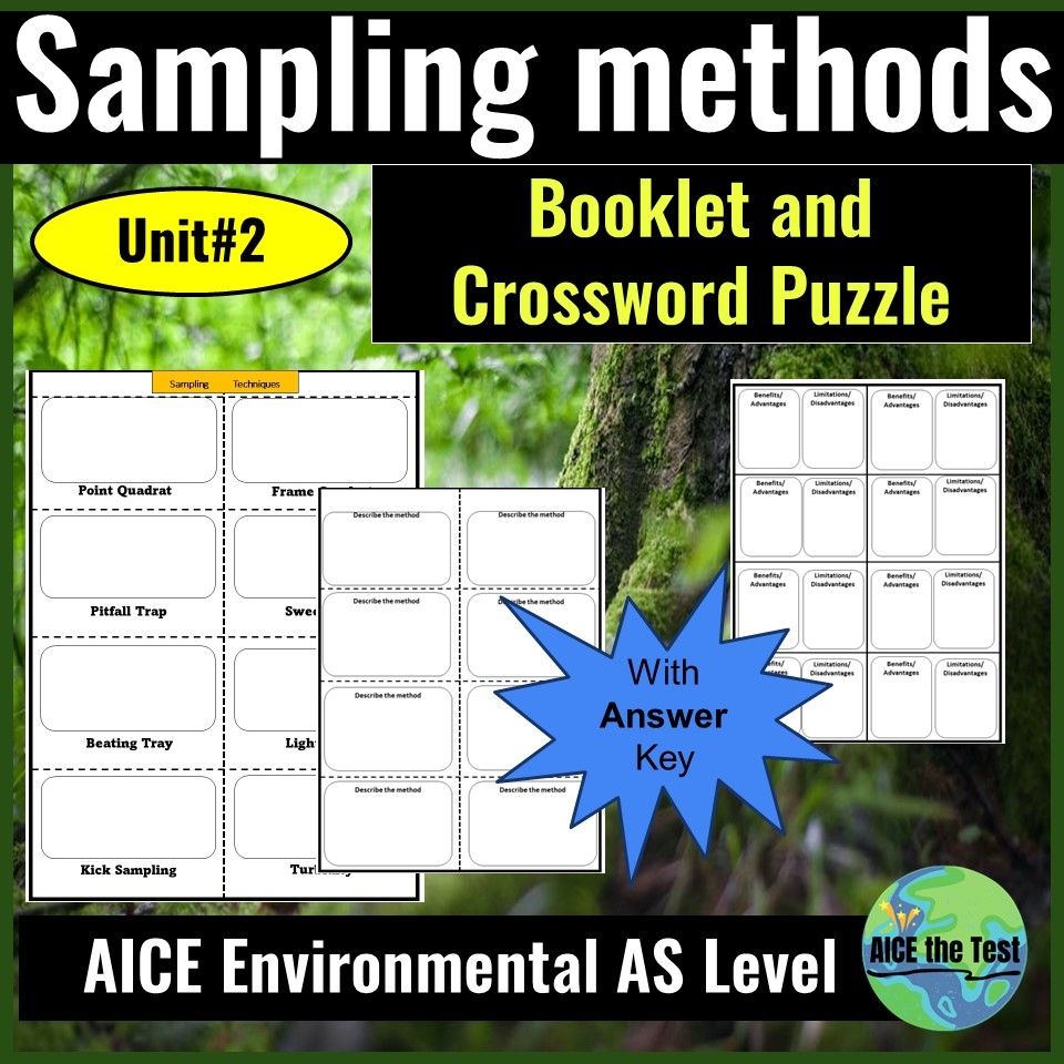 Sampling Methods AICE Environmental AS Booklet And Crossword Puzzle Made By Teachers
