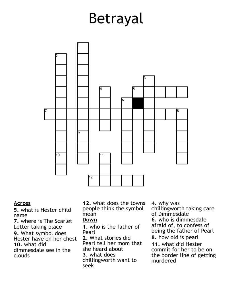 Scarlet Letter Crossword WordMint