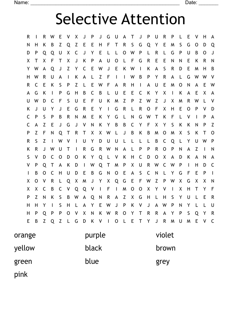Selective Attention Word Search WordMint