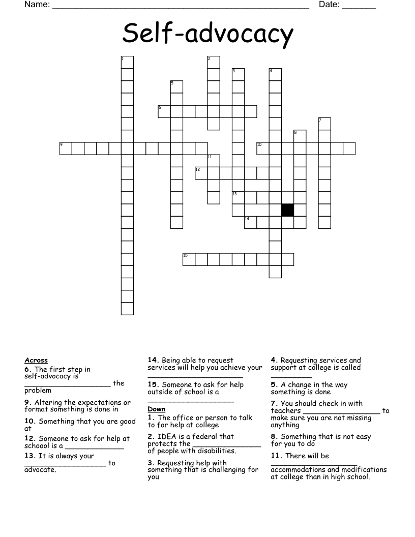 Self advocacy Crossword WordMint