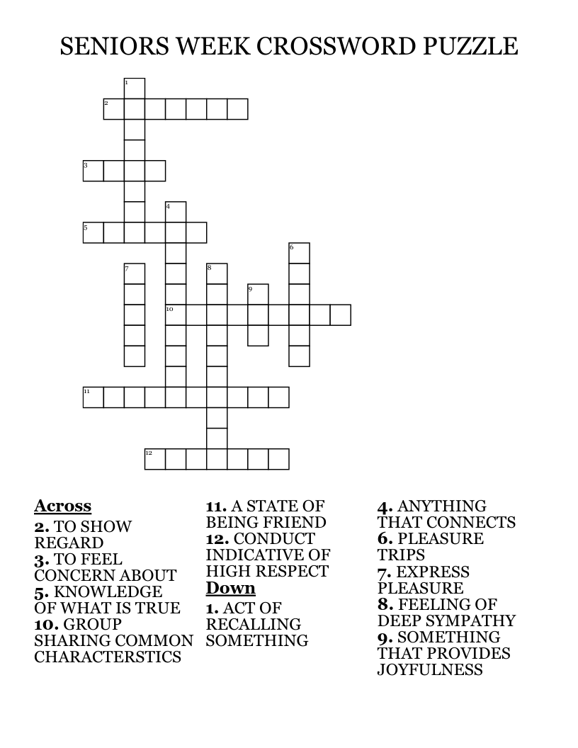 SENIORS WEEK CROSSWORD PUZZLE WordMint Worksheets Library SENIORS WEEK CROSSWORD PUZZLE WordMint Worksheets Library
