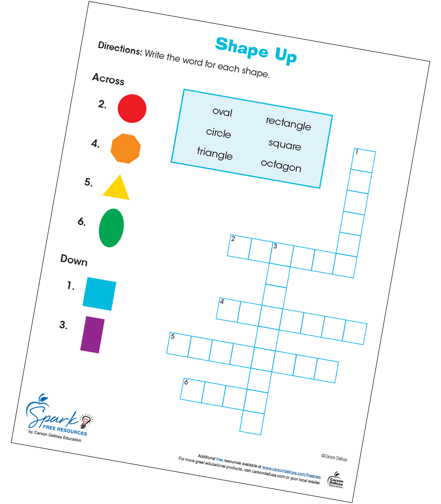 Shape Up Crossword Puzzle Free Printable Carson Dellosa Shape Up Crossword Puzzle Free Printable Carson Dellosa
