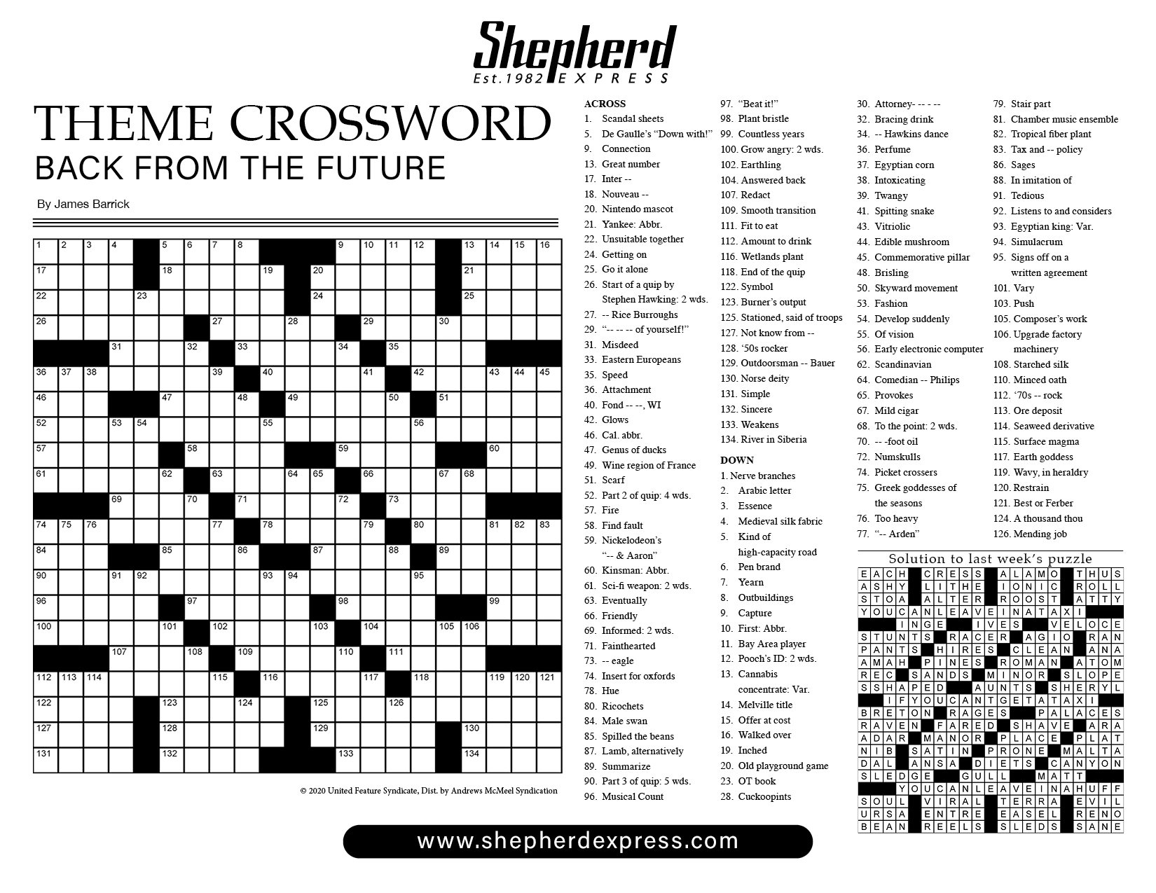 Shepherd Express Crossword June 26 2025 Shepherd Express