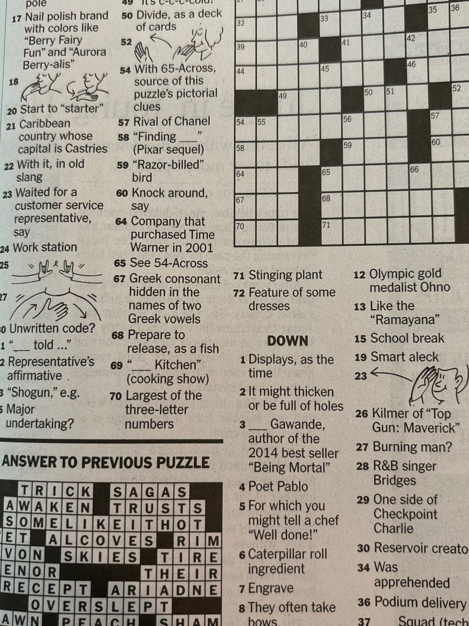 Sign Language Clues In Today s NYT Crossword R mildlyinteresting