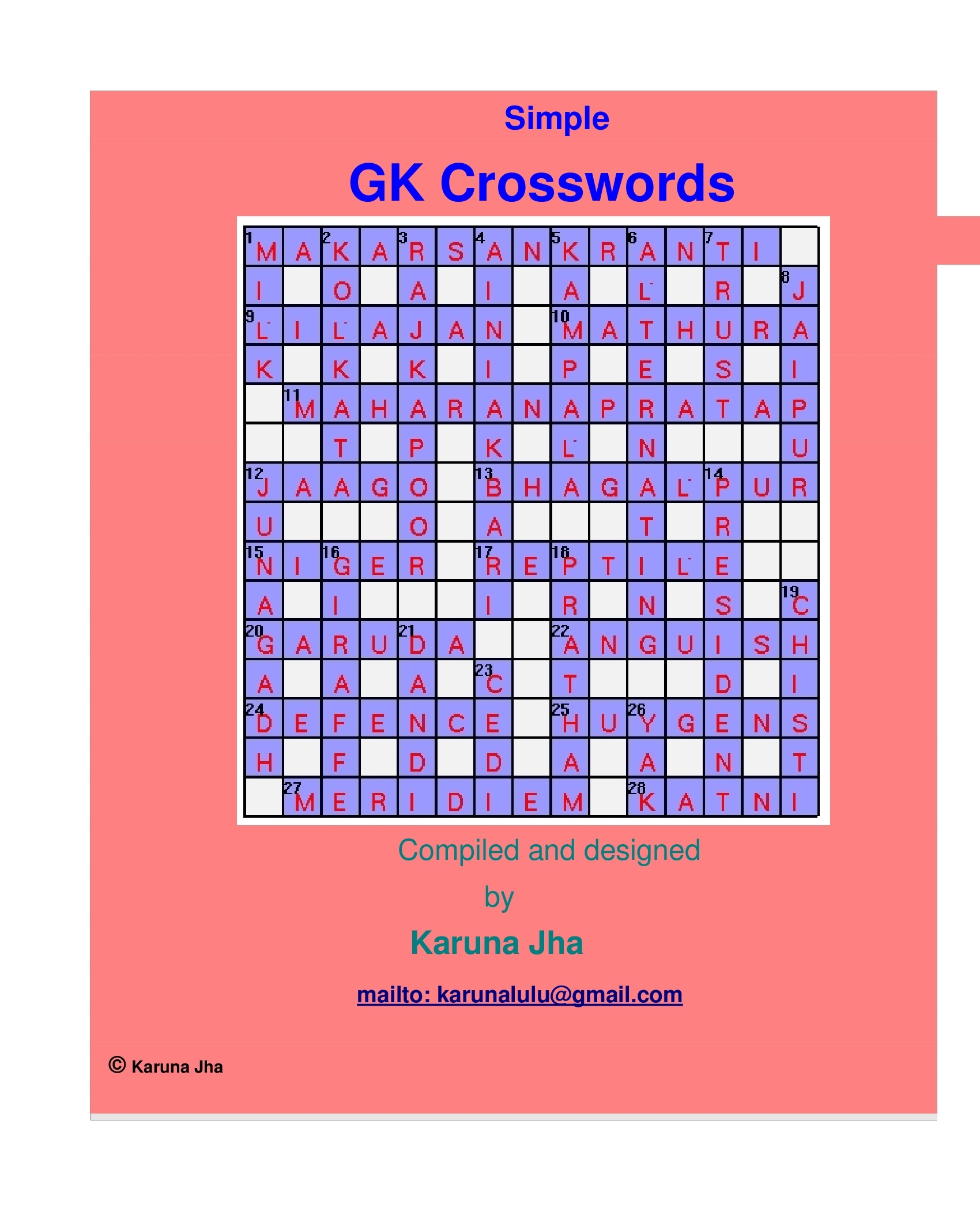 Simple GK Crosswords Pothi