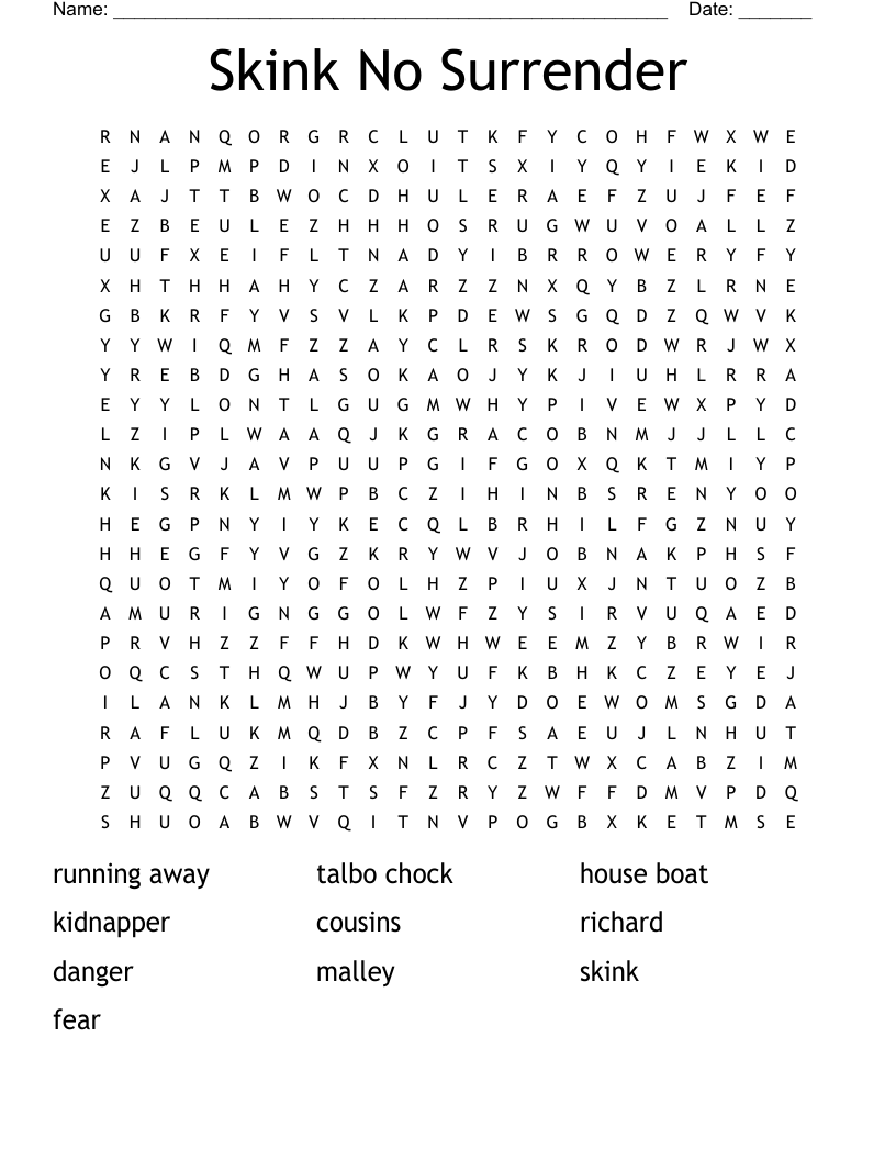 Skink No Surrender Crossword WordMint