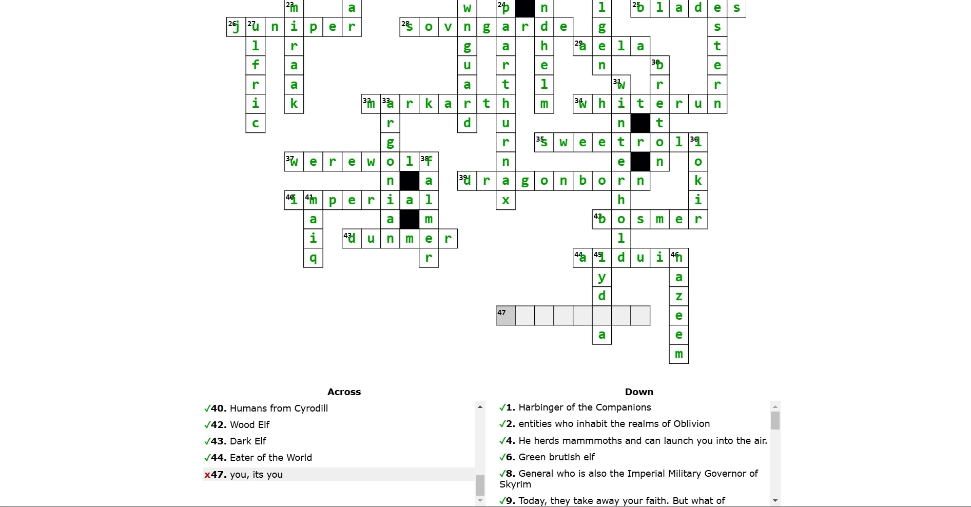 Skyrim Crossword What Is This Missing Word R skyrim