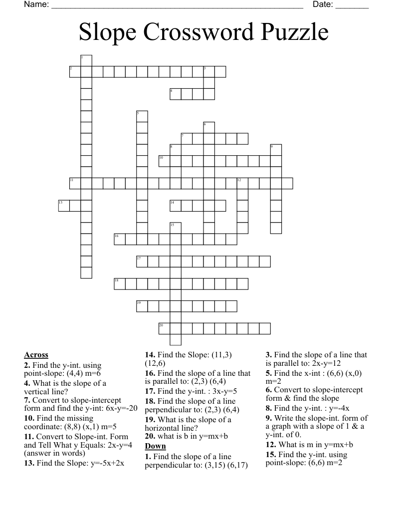 Slope Crossword Puzzle WordMint