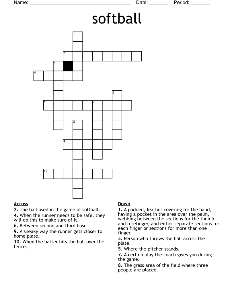 Softball Crossword WordMint