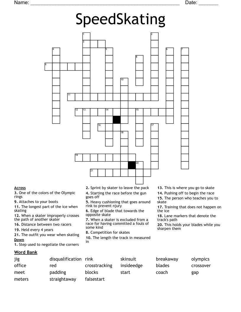 SpeedSkating Crossword WordMint