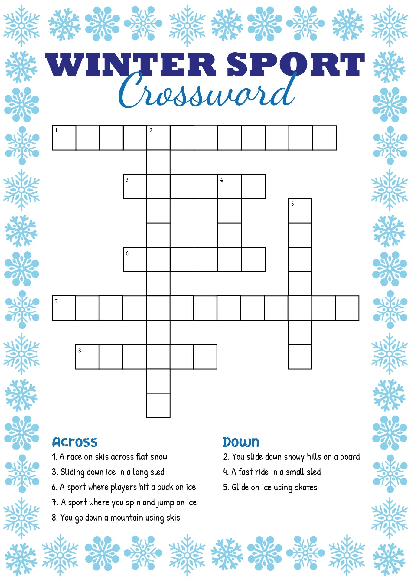 Sport Crossword 12 Free PDF Printables Printablee