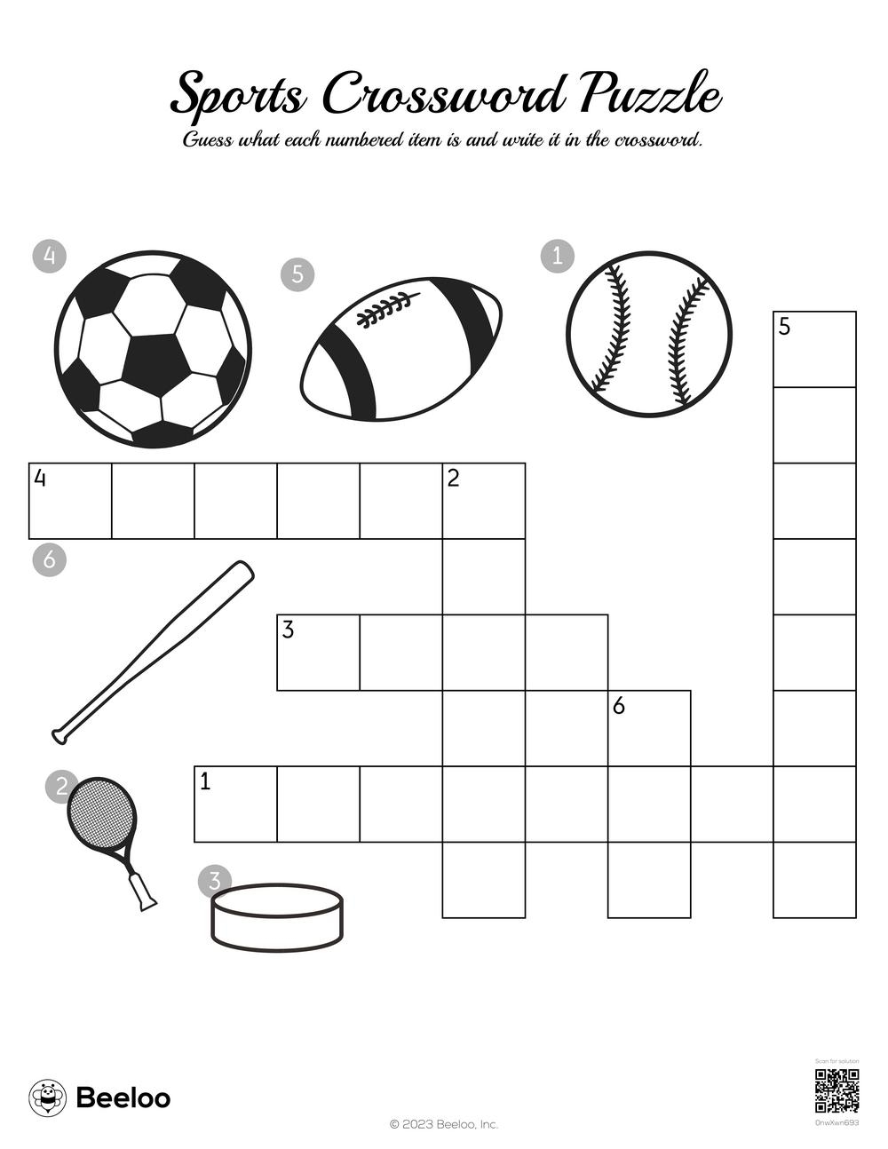 Sports Crossword Puzzle Beeloo Printable Crafts And Activities For Kids