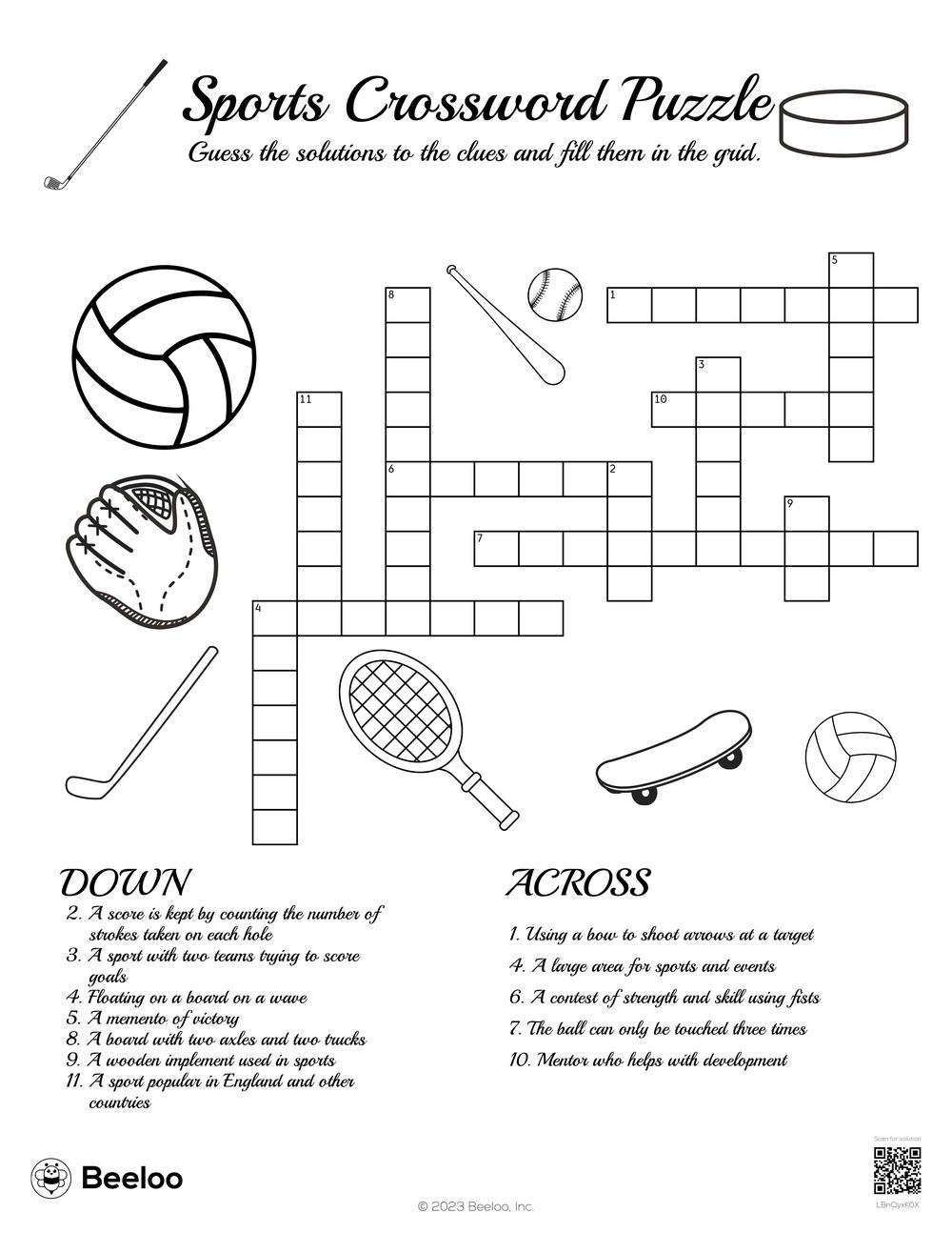 Sports Crossword Puzzle Beeloo Printable Crafts And Activities For Kids Sports Crossword Puzzle Beeloo Printable Crafts And Activities For Kids