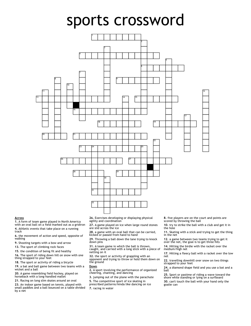 Sports Crossword WordMint