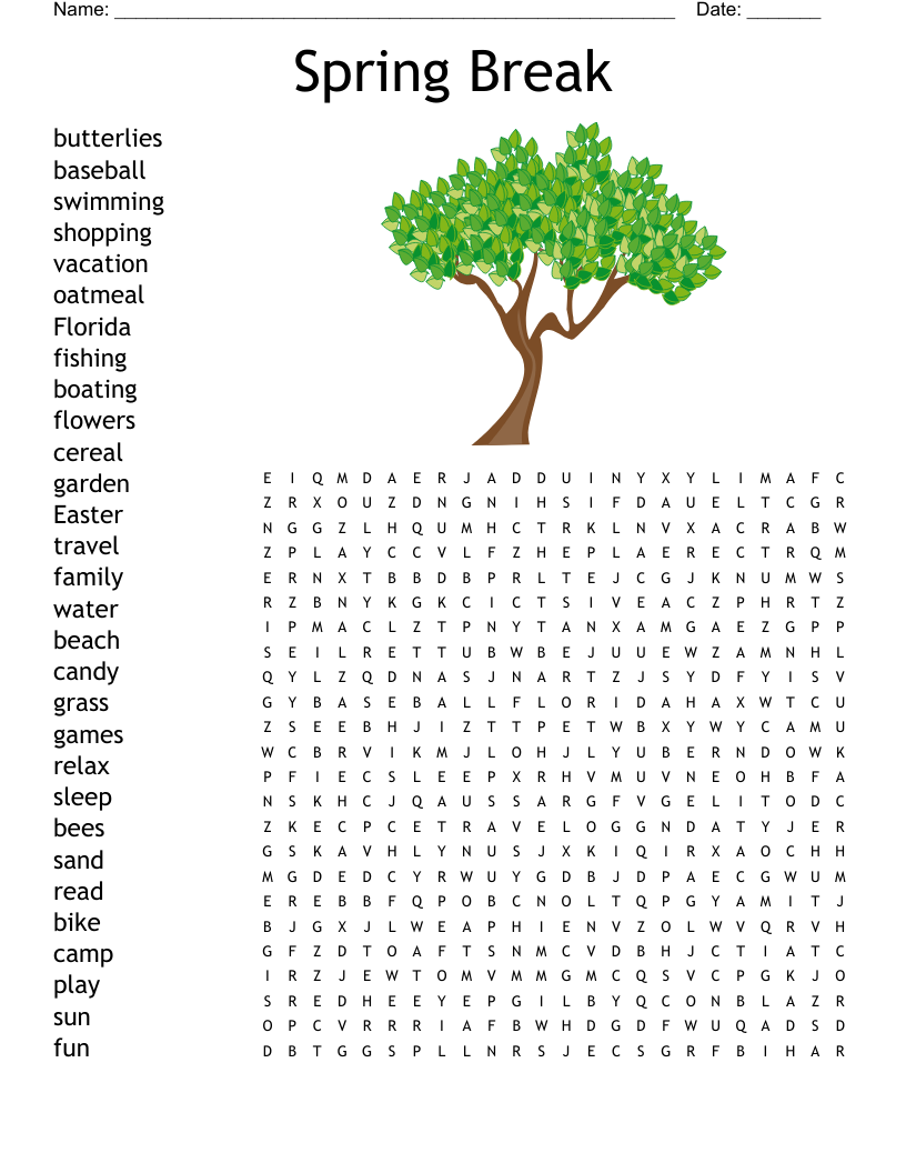 Spring Fling Crossword Puzzle WordMint