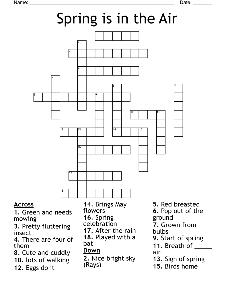Spring Is In The Air Crossword WordMint