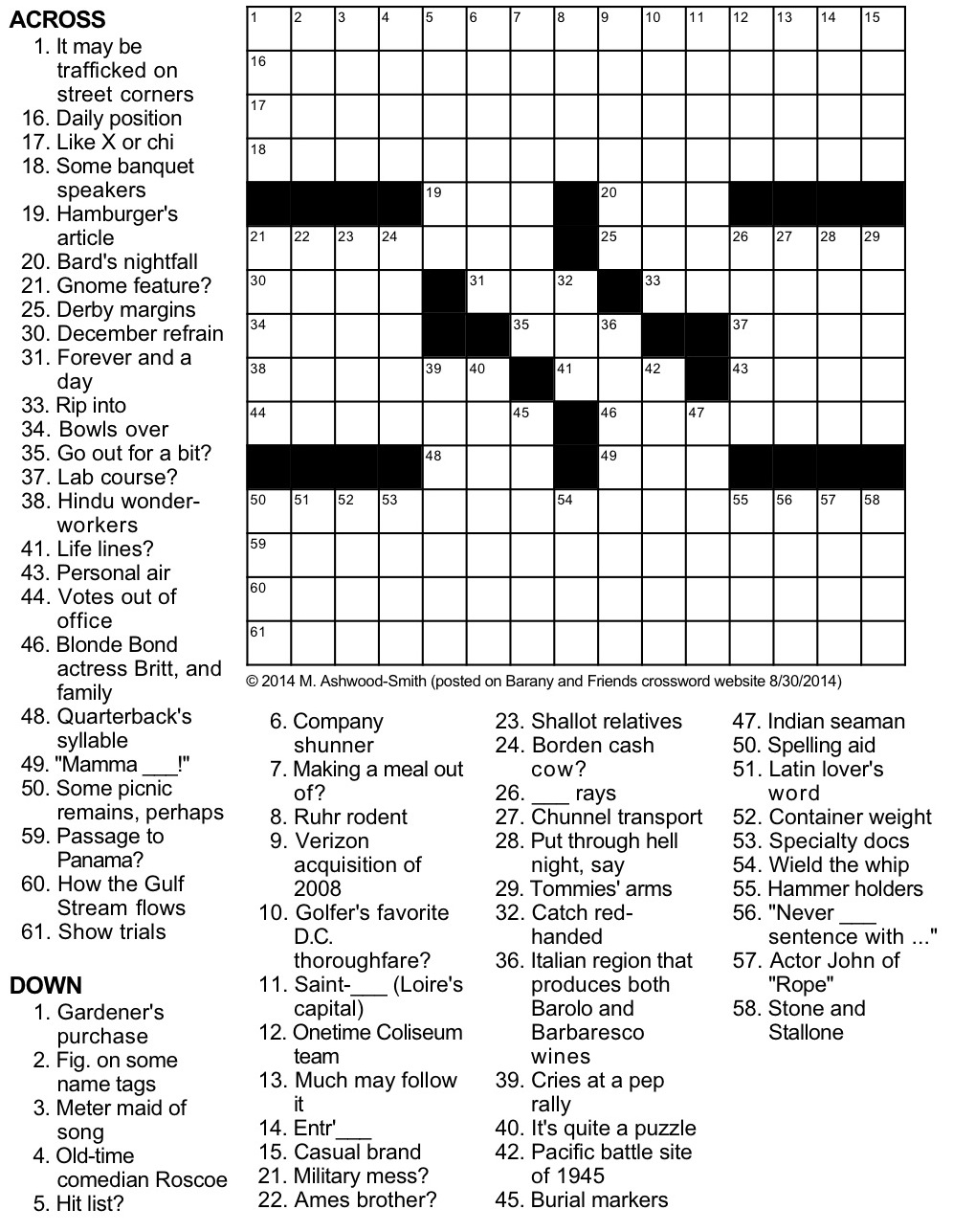 Stack Options Crossword Puzzle