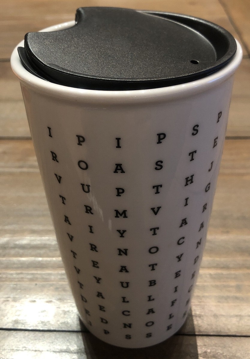 Starbucks Travel Mug Cup 2016 Word Search Crossword Puzzle Coffee Ceramic 12 Oz EBay